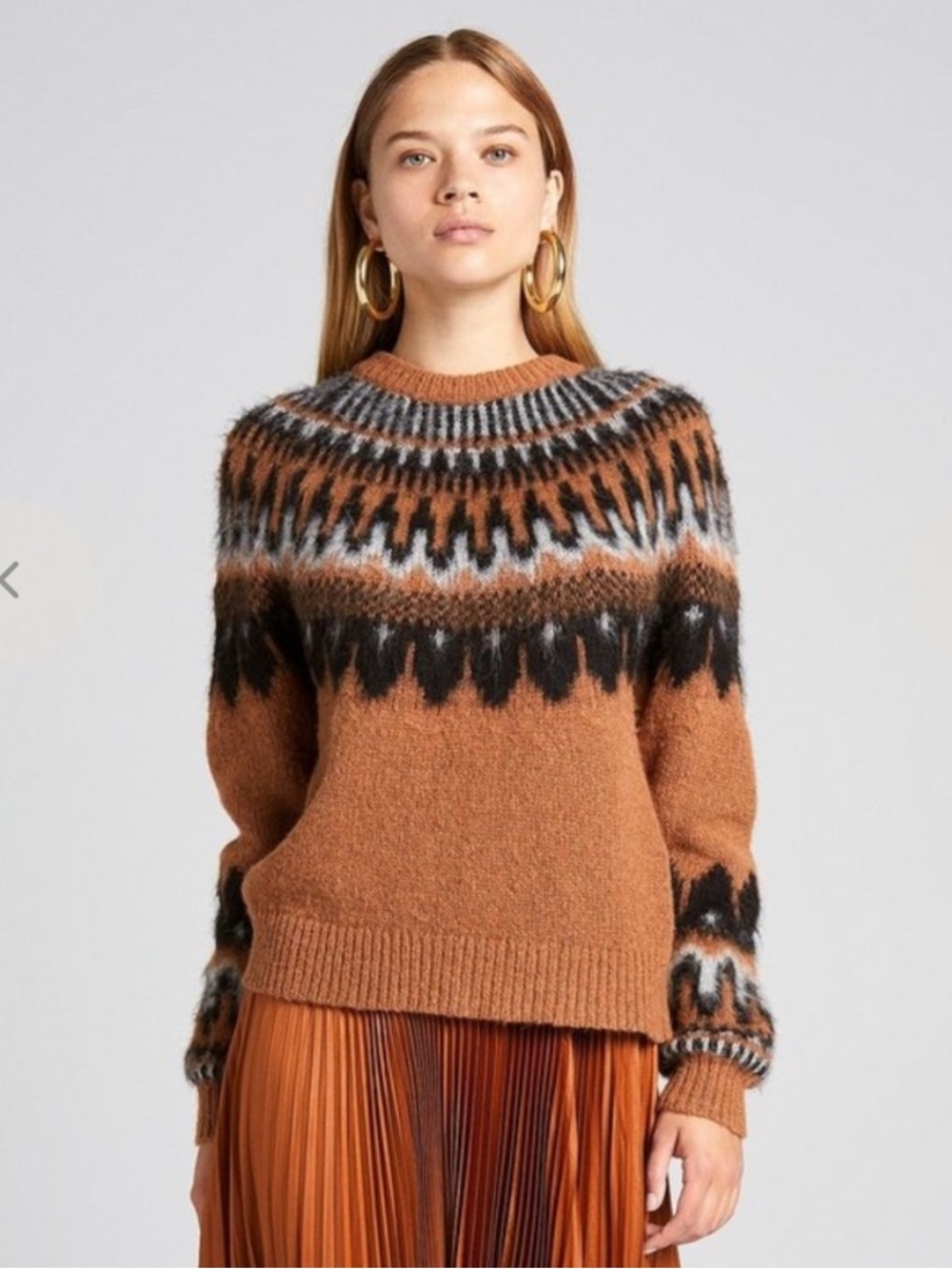 A.L.C. Hollis fair isle brown sweater